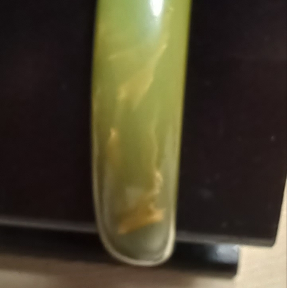 Vintage Marbled BAKELITE Green and Yellow Bracelet - Picture 3 of 5